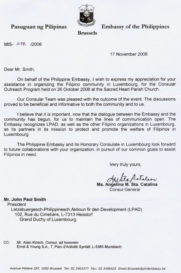 Letter of Thanks